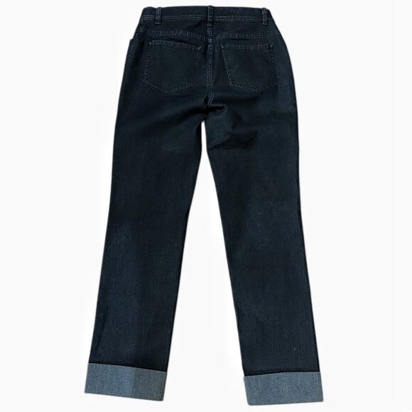 Lafayette 148 New York Dark Wash Cropped Cuffed Jeans Size 0 Stretch - Picture 2 of 7